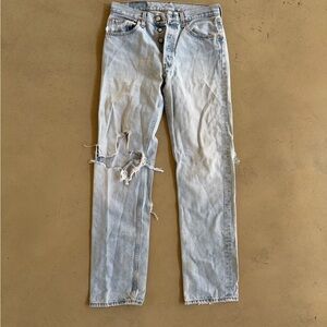 Vintage Levi's High Rise Distressed Light Blue Jeans
